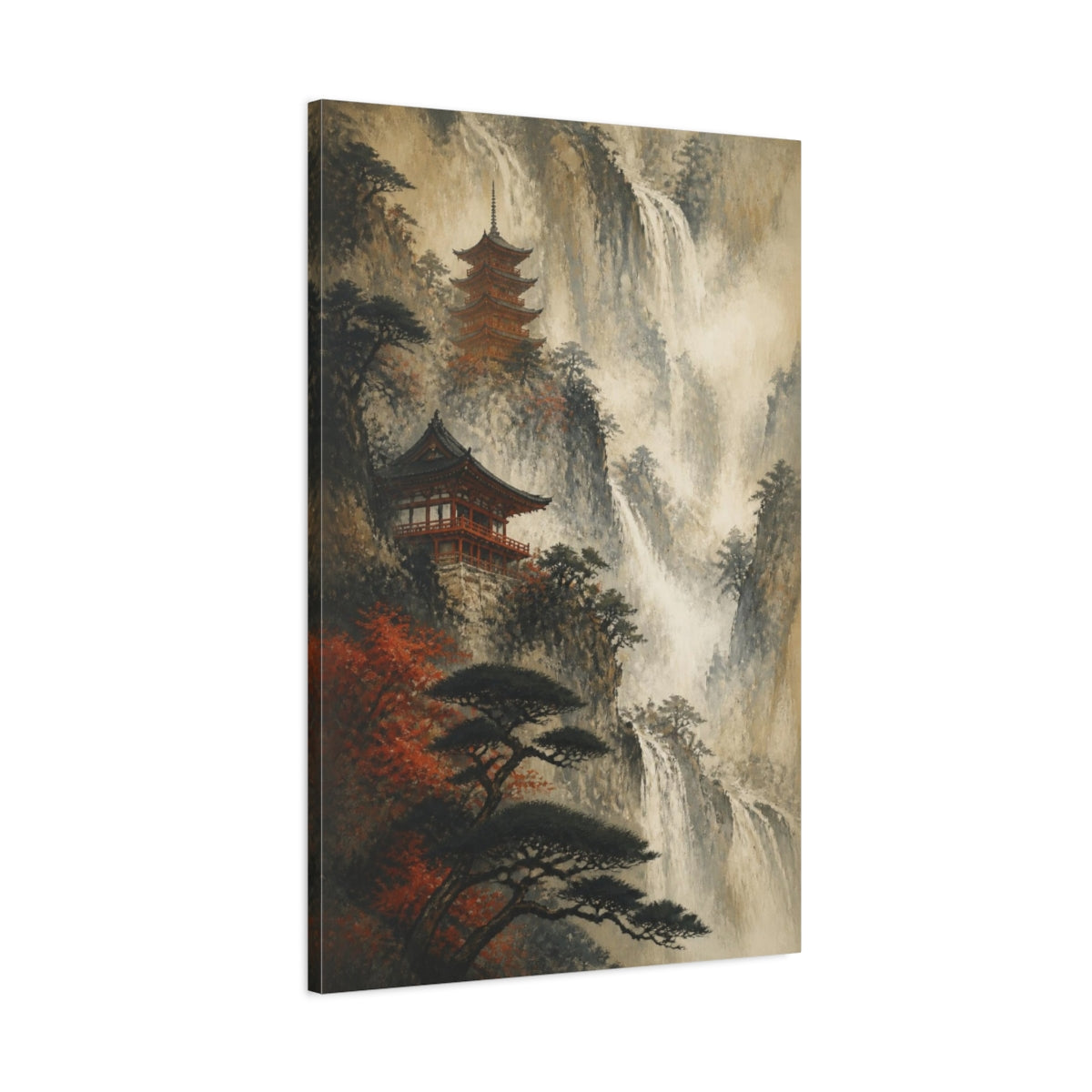 Main Mockup. Japanese Mountain Pagoda shown as canvas print