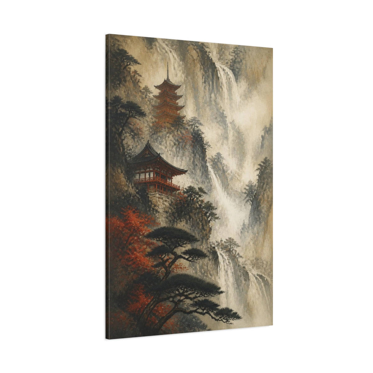 Side Mockup 1. Japanese Mountain Pagoda shown as canvas print