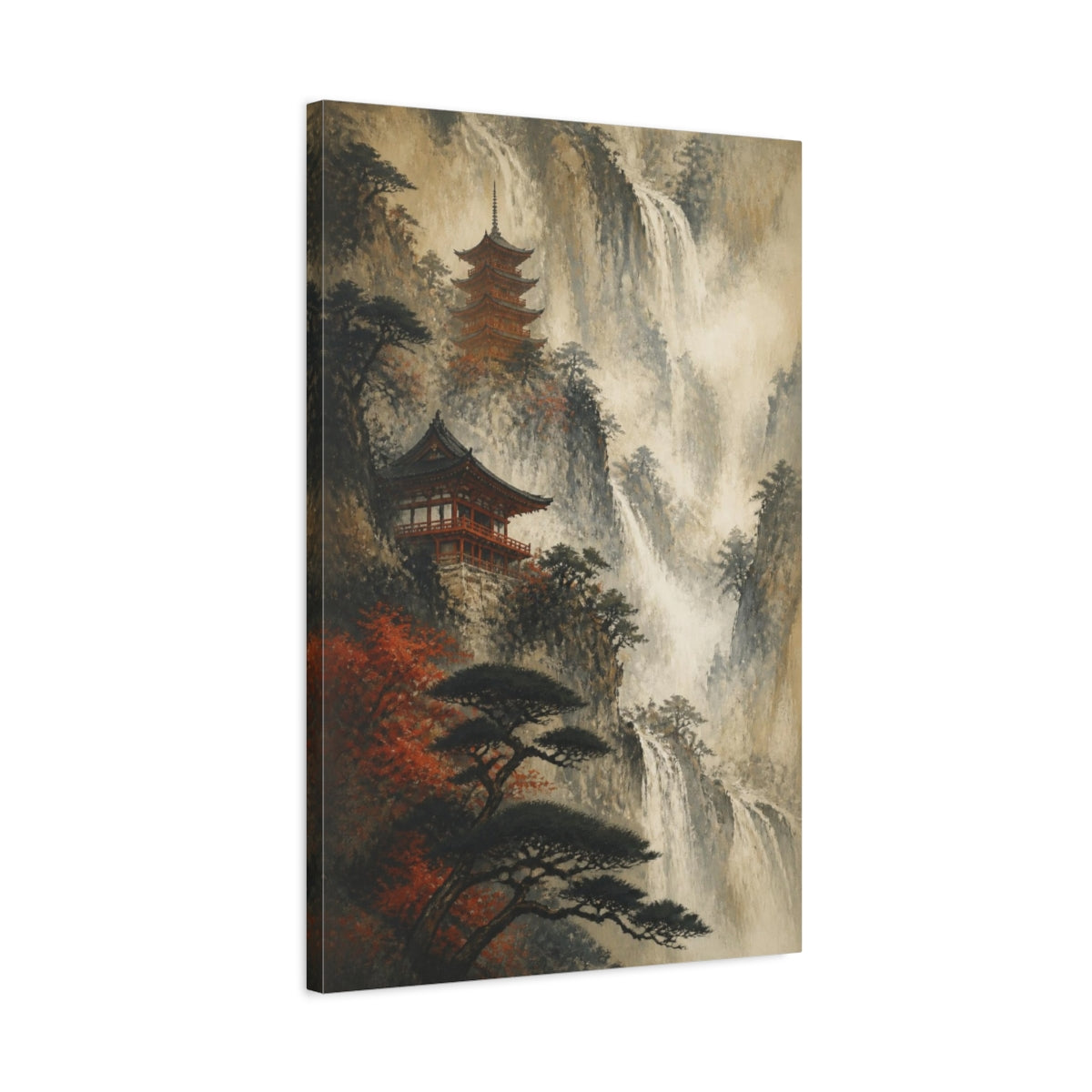 Side Mockup 2. Japanese Mountain Pagoda shown as canvas print