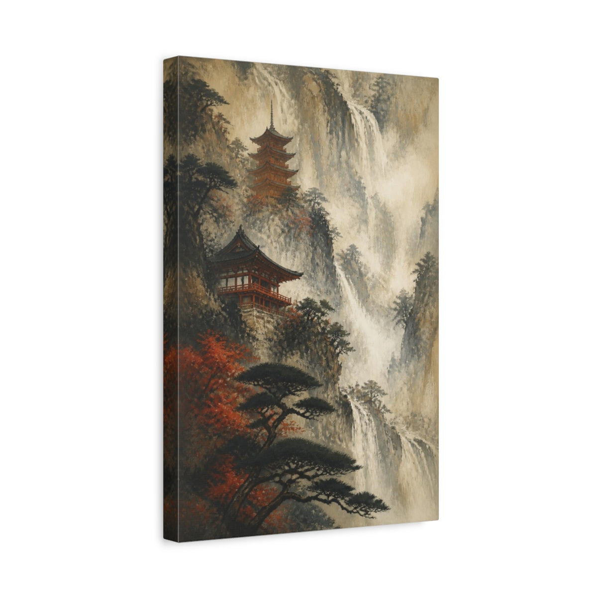 Side Mockup 4. Japanese Mountain Pagoda shown as canvas print