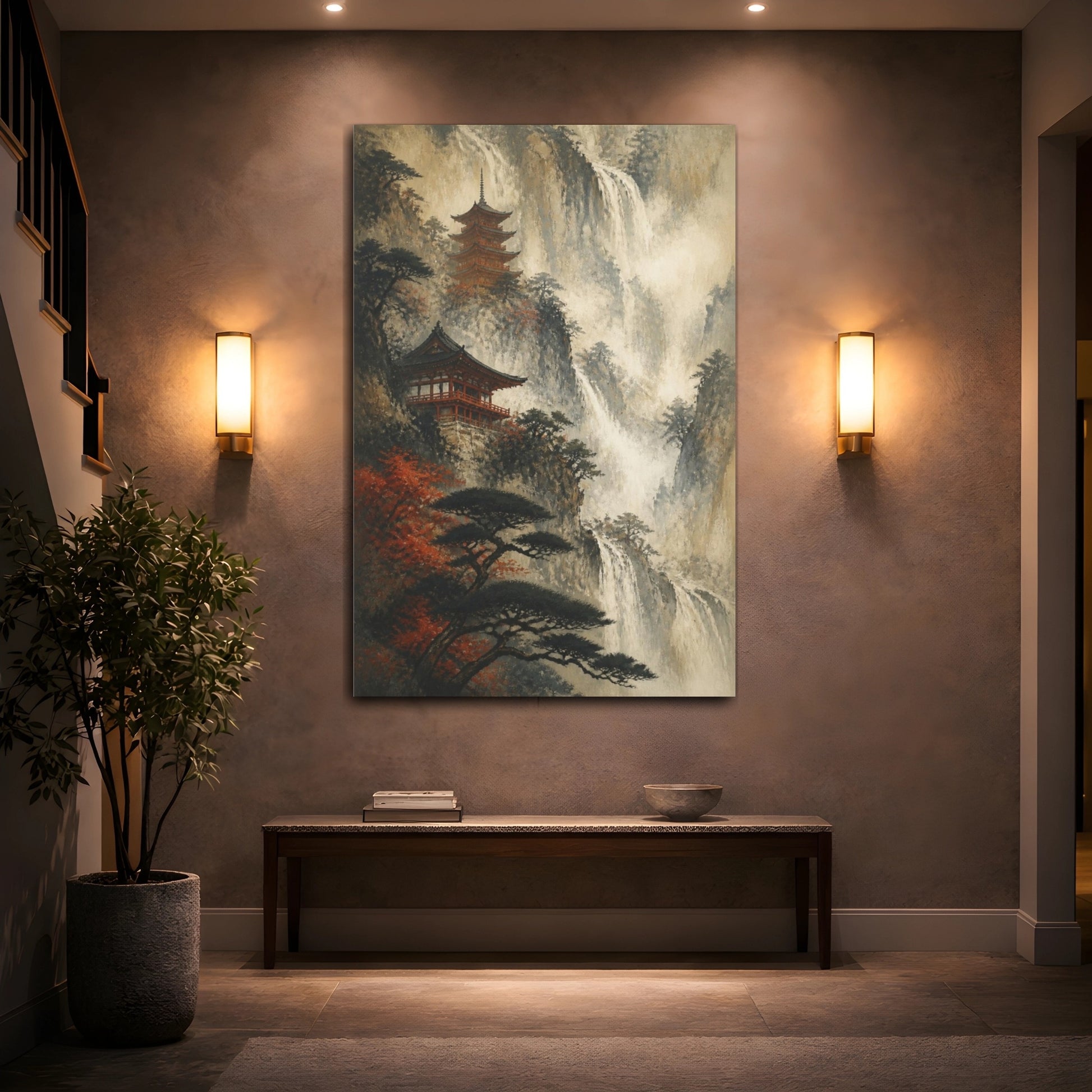 Mockup 2. Japanese Mountain Pagoda shown as canvas print