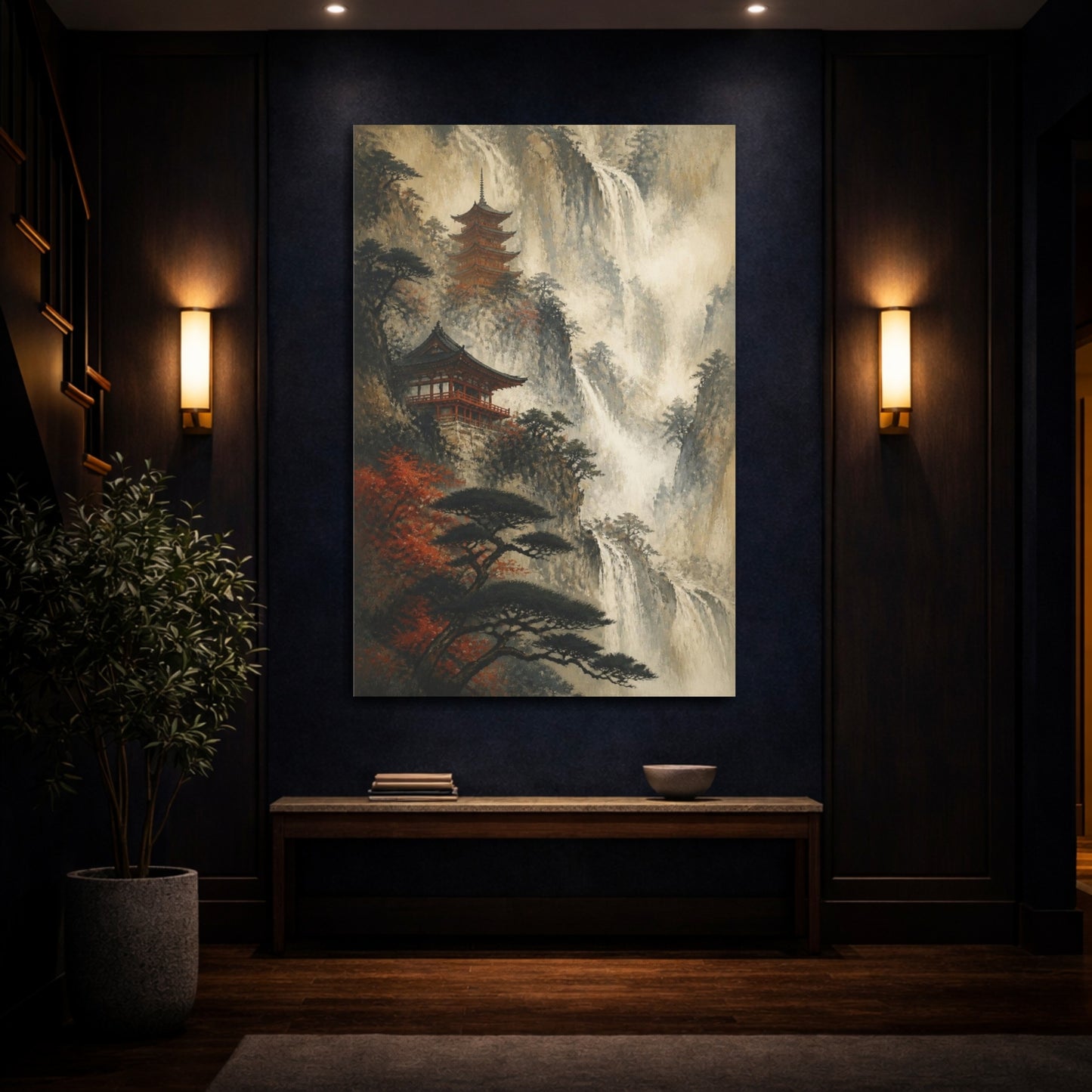 Mockup 4. Japanese Mountain Pagoda shown as canvas print