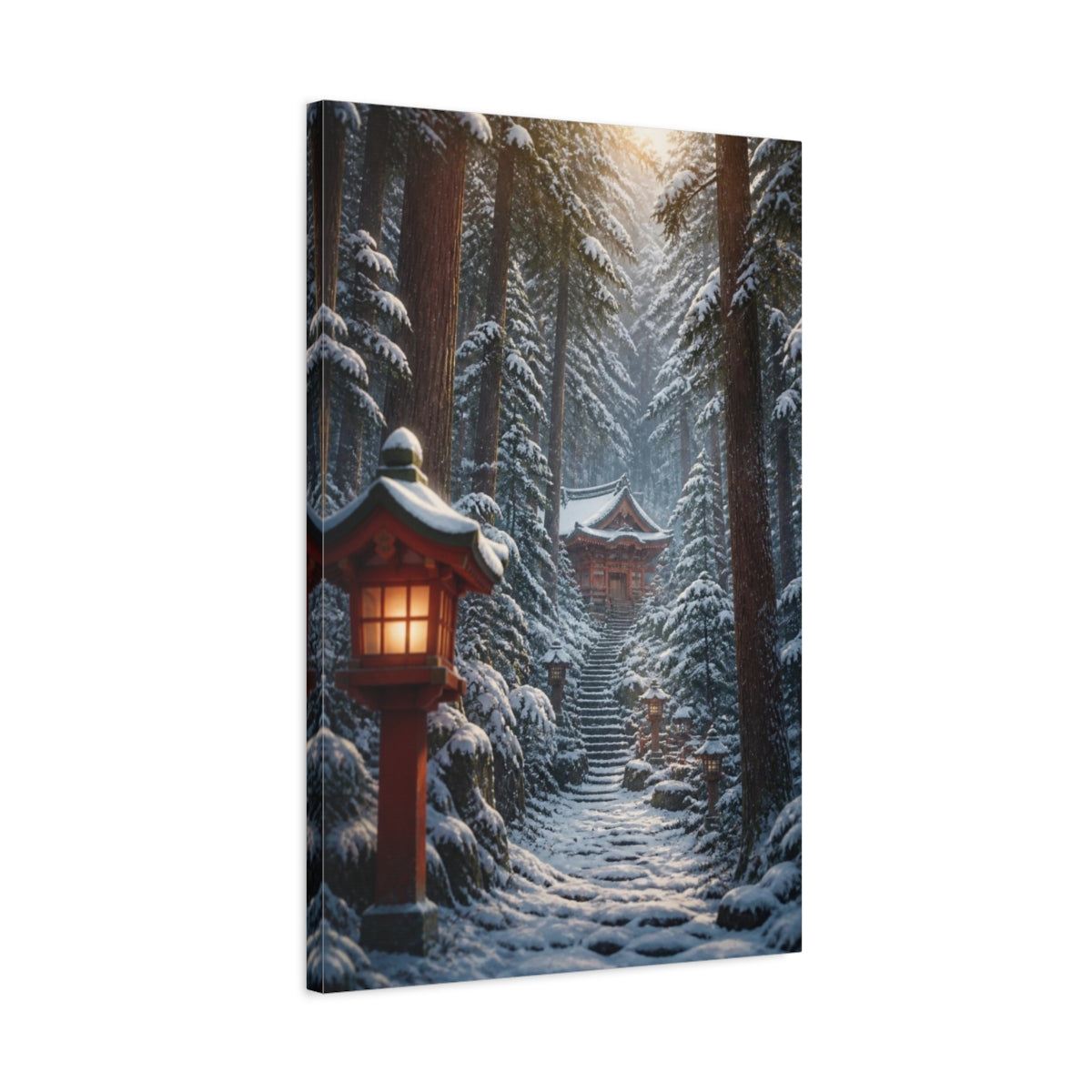 Side Mockup 2. Japanese Mountain Shrine shown as canvas print