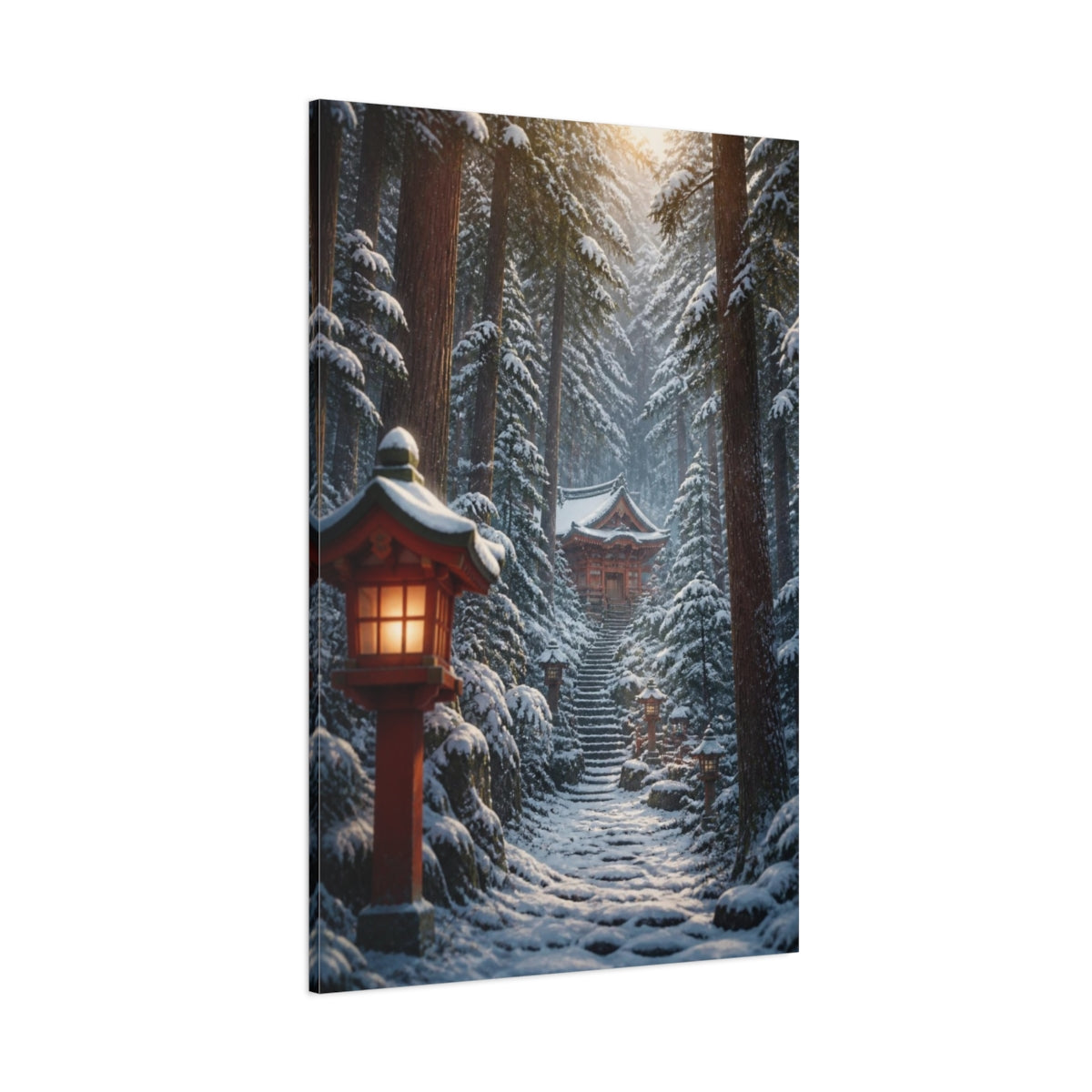 Side Mockup 1. Japanese Mountain Shrine shown as canvas print