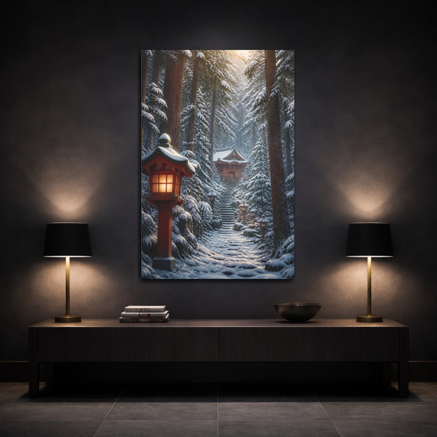 Mockup 3. Japanese Mountain Shrine shown as canvas print