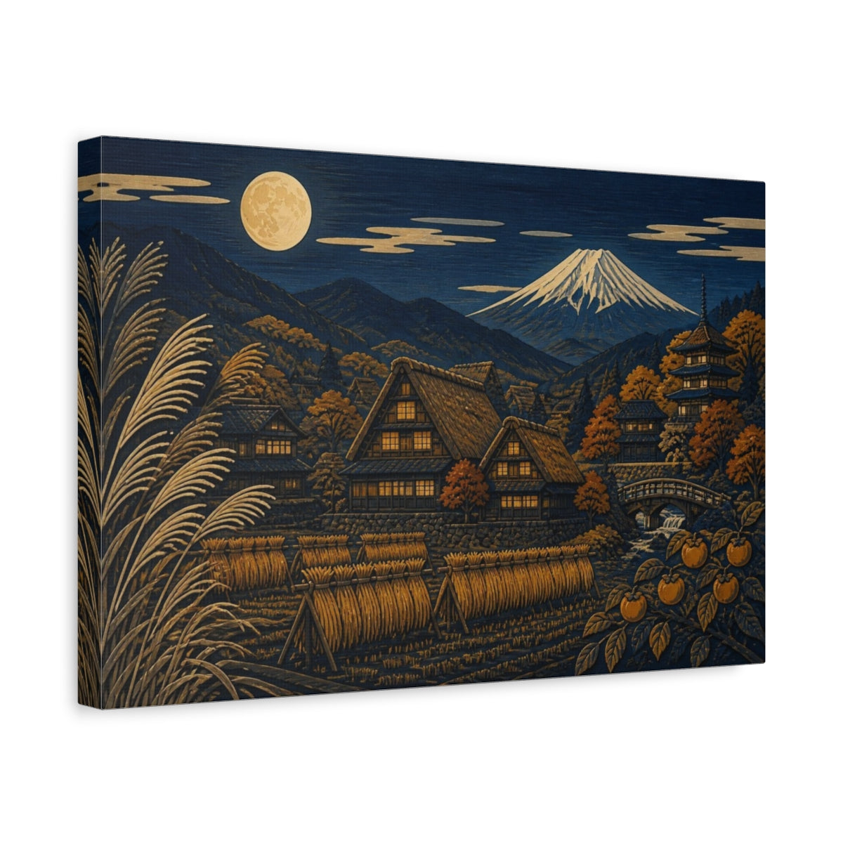 Side Mockup 4. Japanese Mountain Village shown as canvas print
