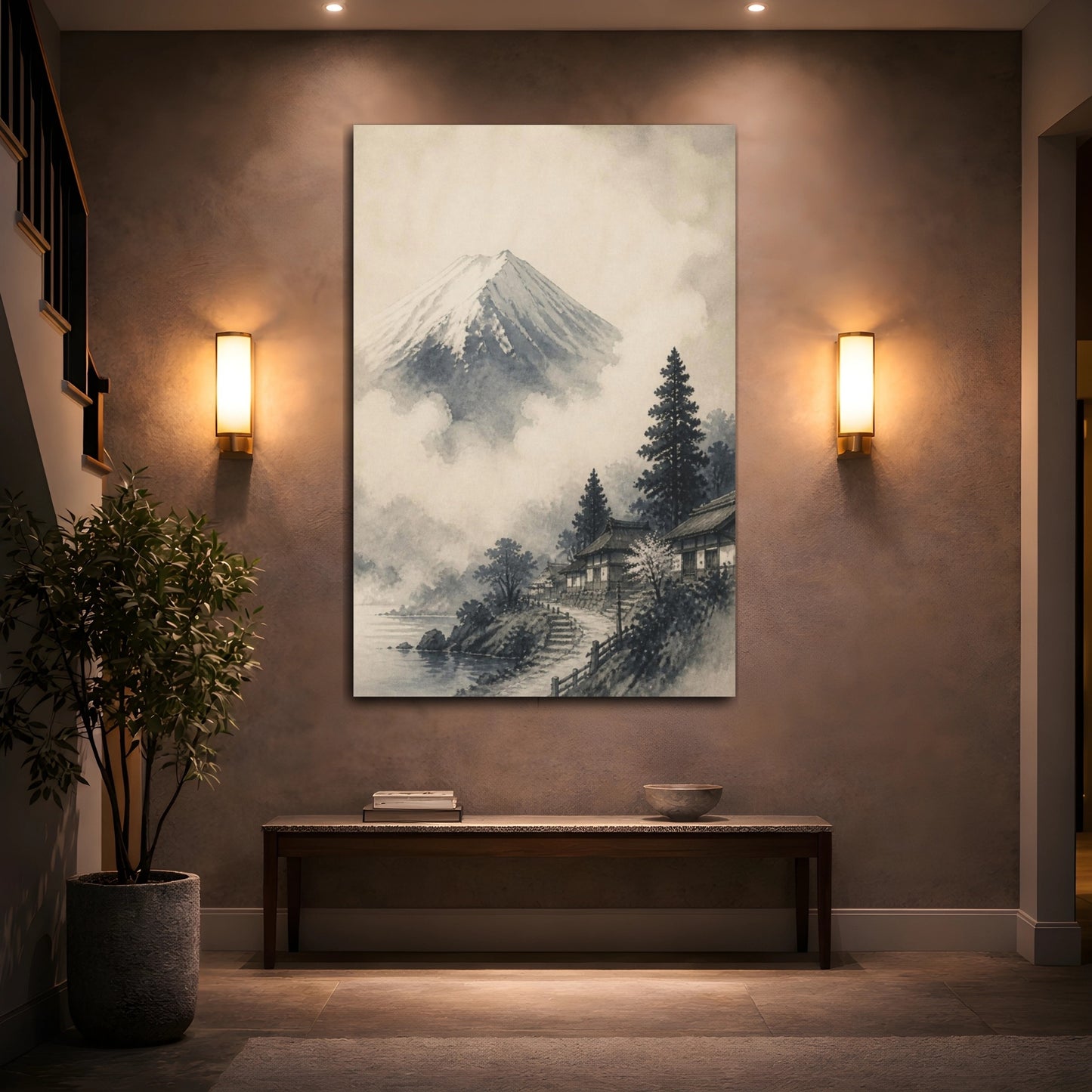 Mockup 2. Japanese Mountain Village shown as canvas print