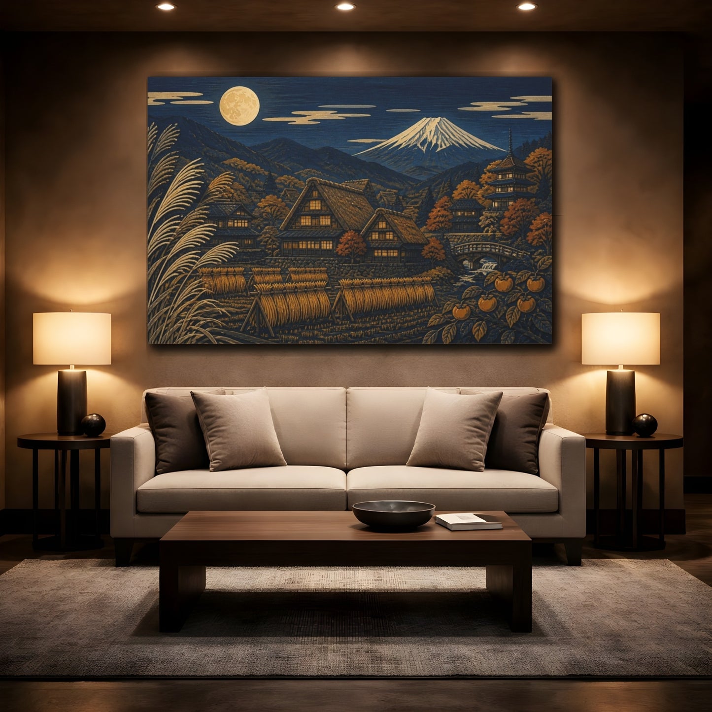 Mockup 2. Japanese Mountain Village shown as canvas print