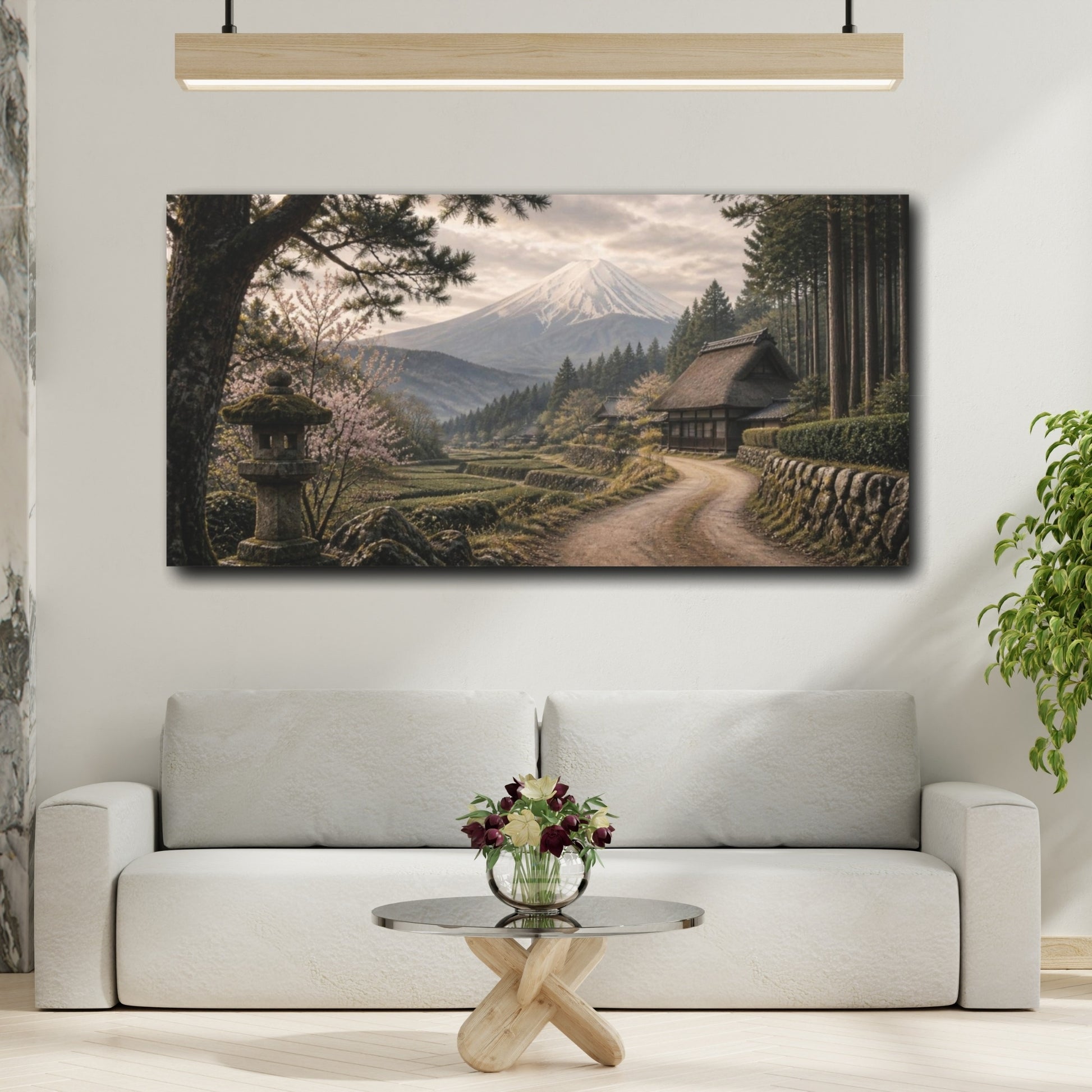 Mockup 2. Japanese Mountain Village shown as canvas print