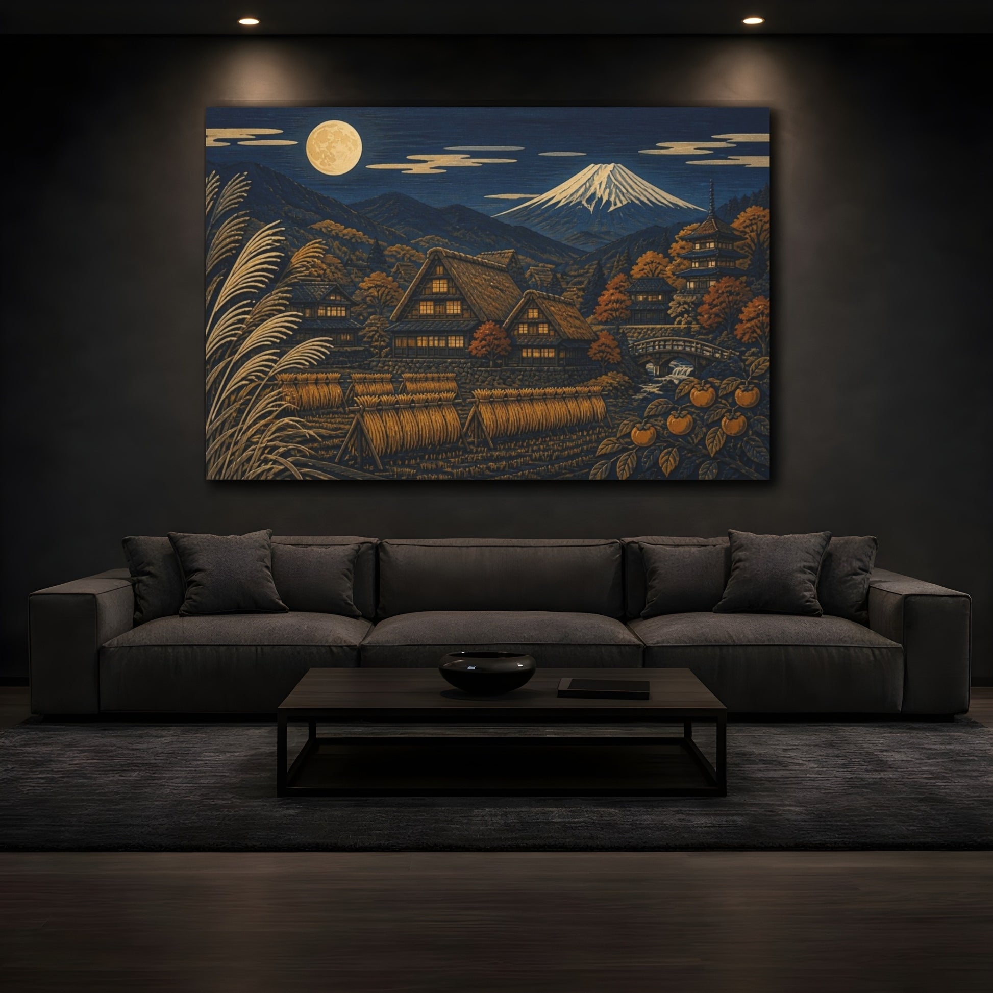 Mockup 3. Japanese Mountain Village shown as canvas print