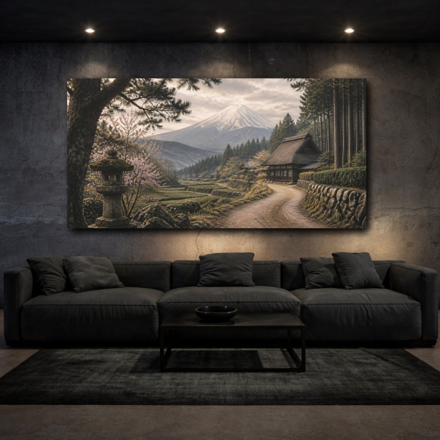 Mockup 3. Japanese Mountain Village shown as canvas print