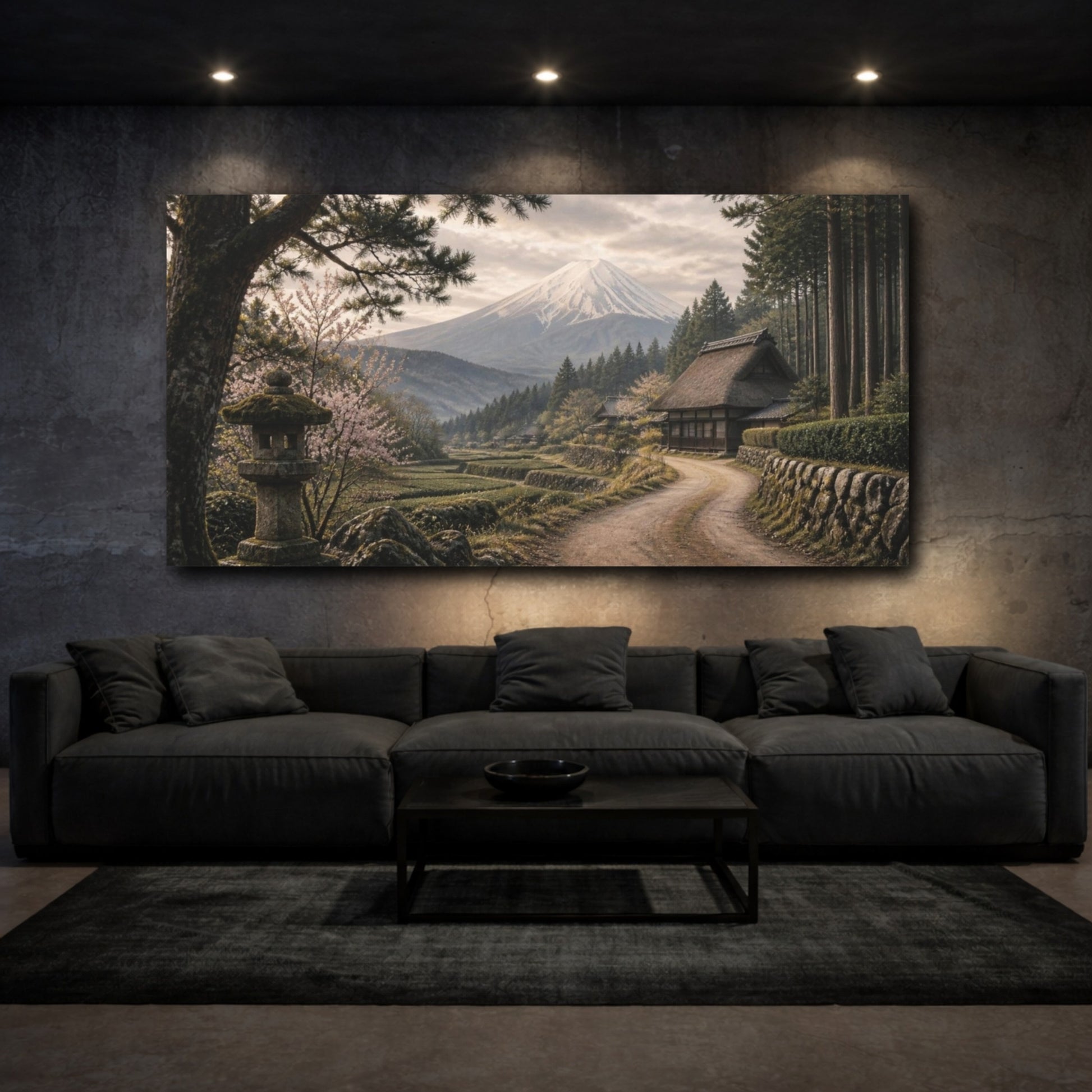 Mockup 3. Japanese Mountain Village shown as canvas print