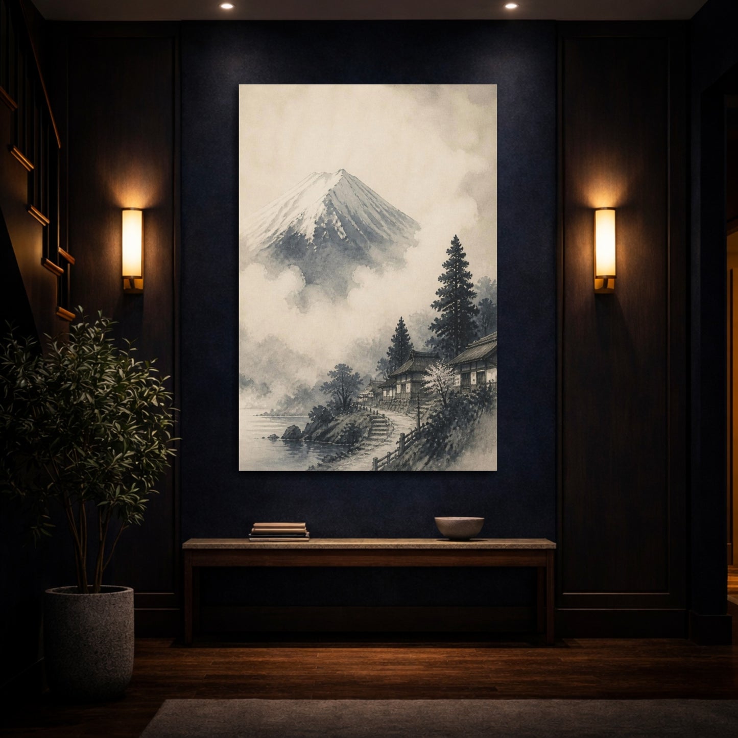 Mockup 4. Japanese Mountain Village shown as canvas print