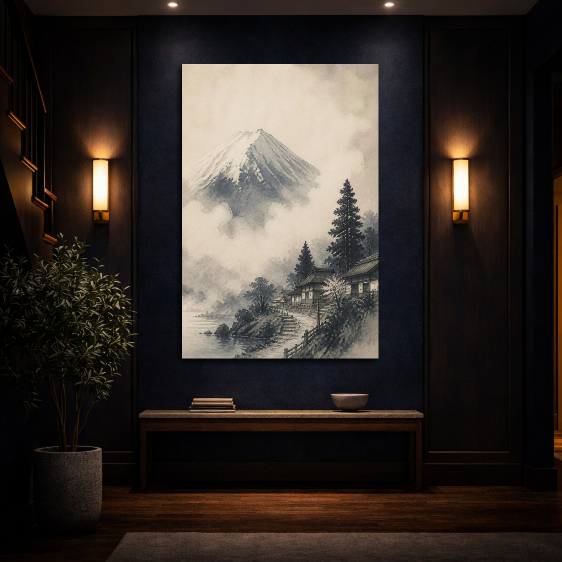 Mockup 4. Japanese Mountain Village shown as canvas print