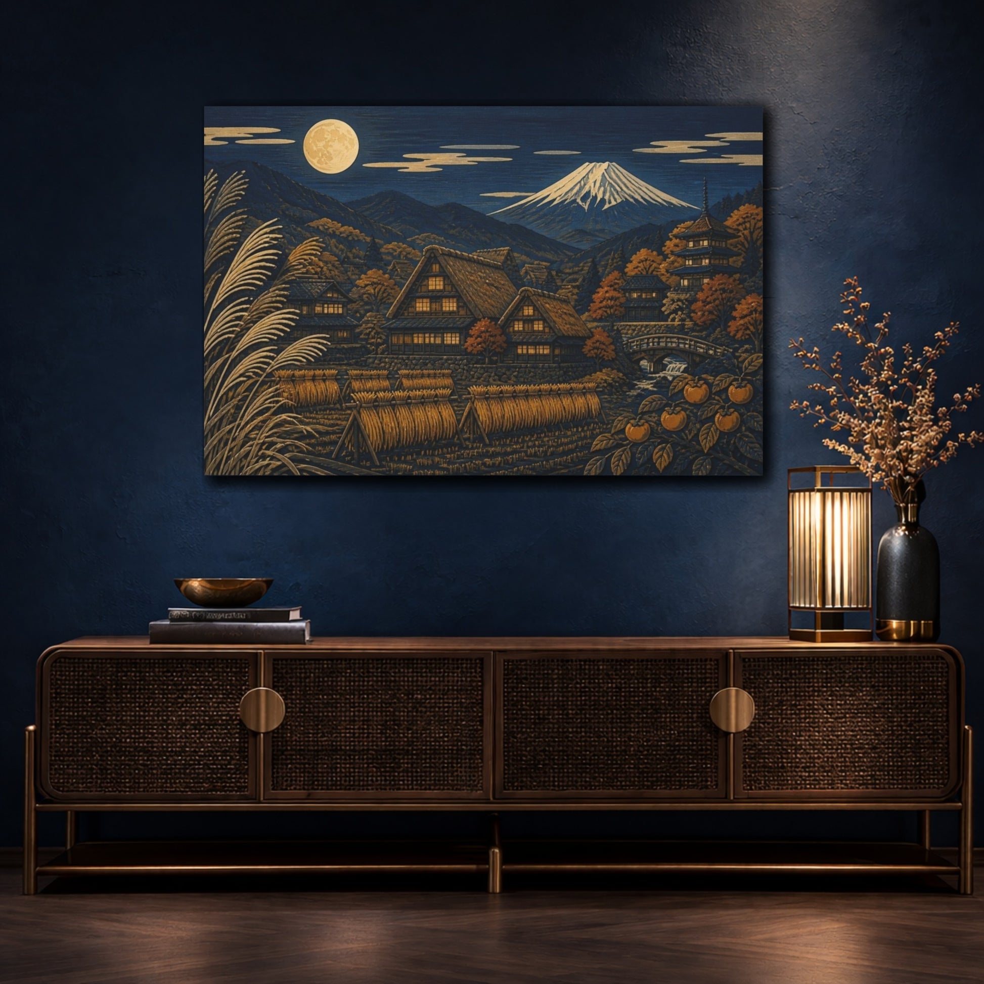 Mockup 4. Japanese Mountain Village shown as canvas print