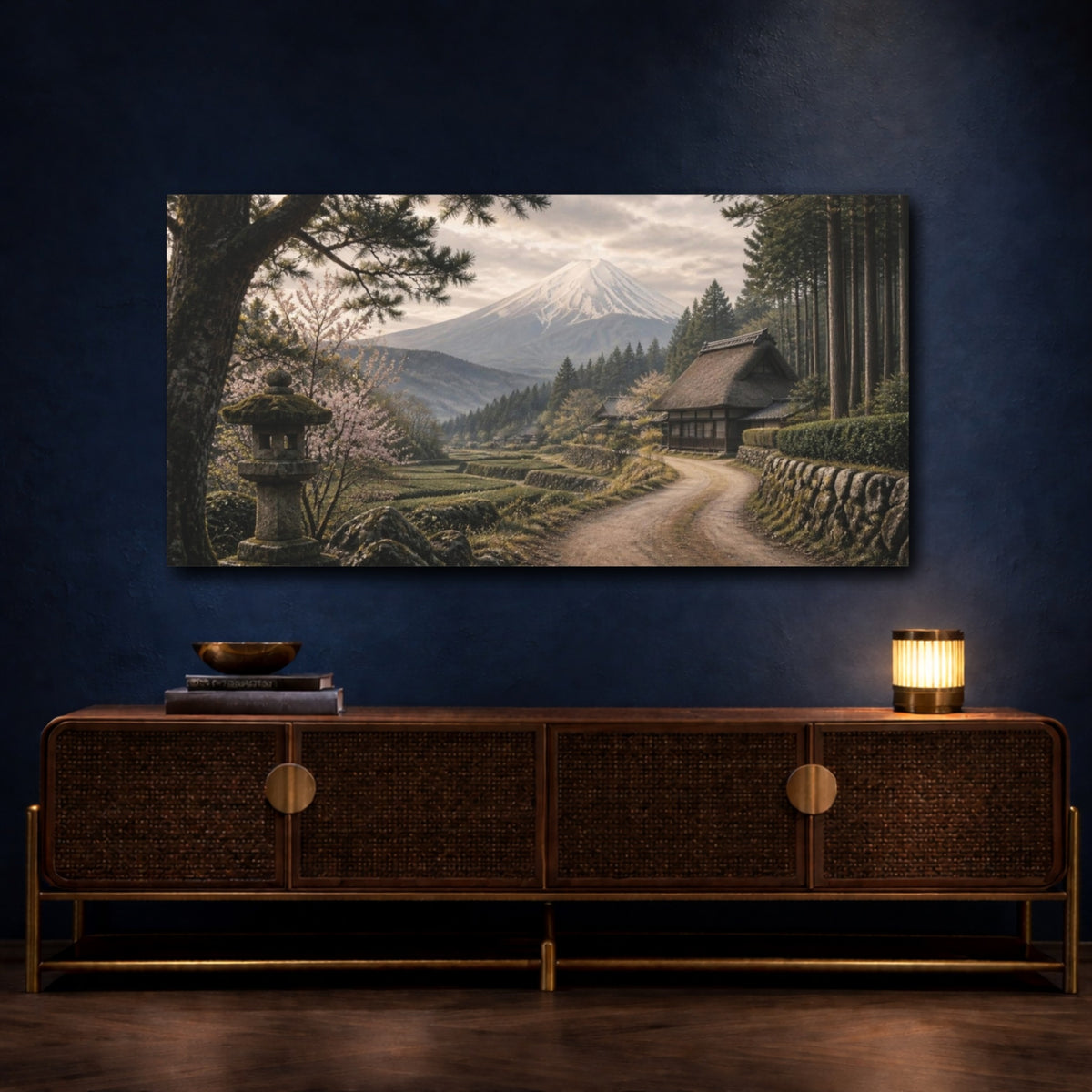 Mockup 4. Japanese Mountain Village shown as canvas print