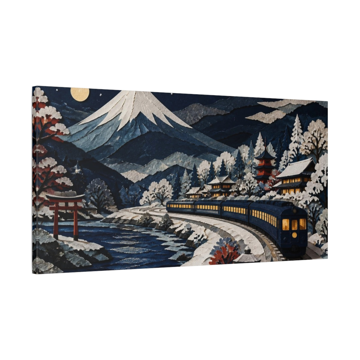Main Mockup. Japanese Night Train shown as canvas print