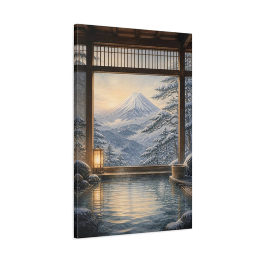 Main Mockup. Japanese Onsen Mountain View shown as canvas print