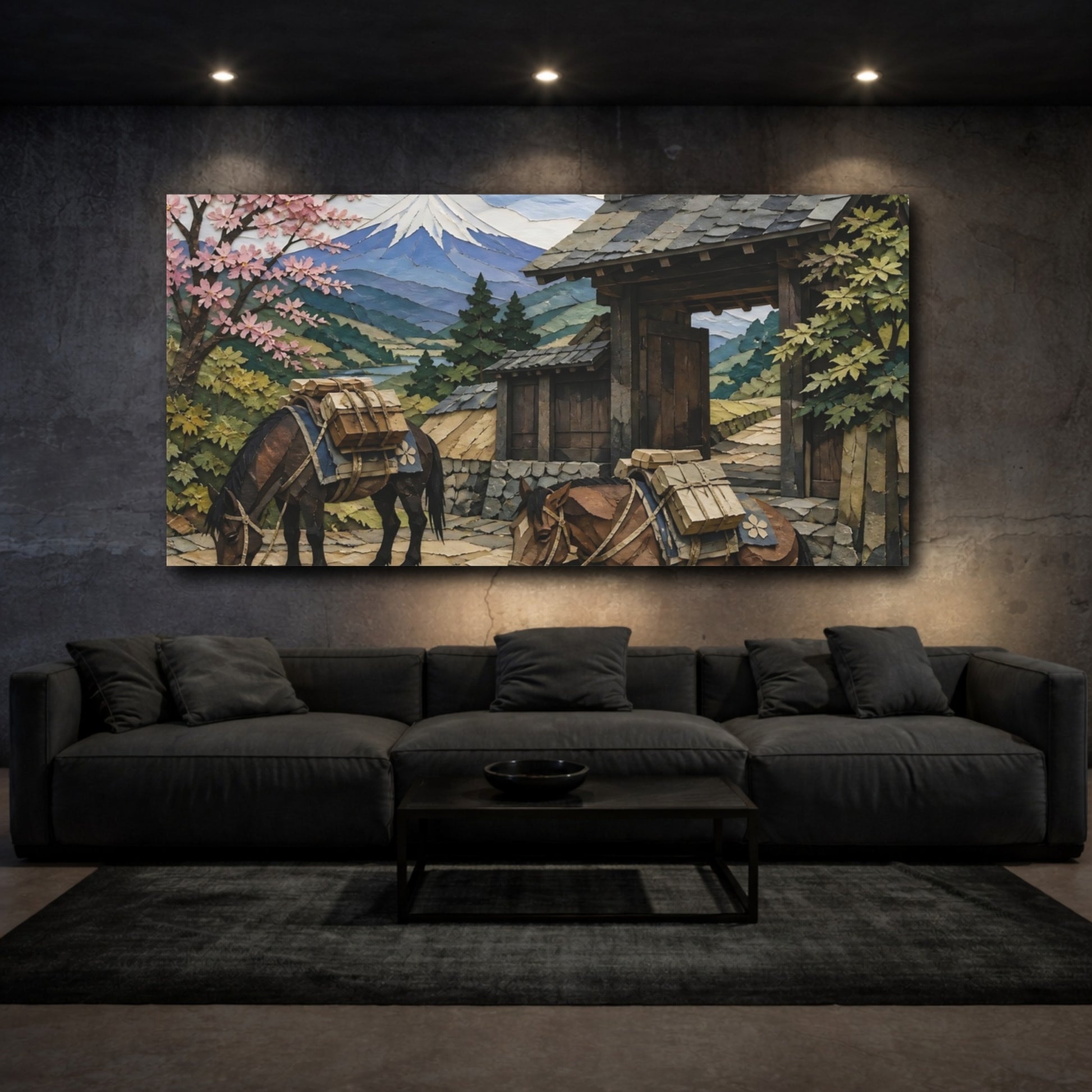 Mockup 3. Japanese Packhorses At Gate shown as canvas print