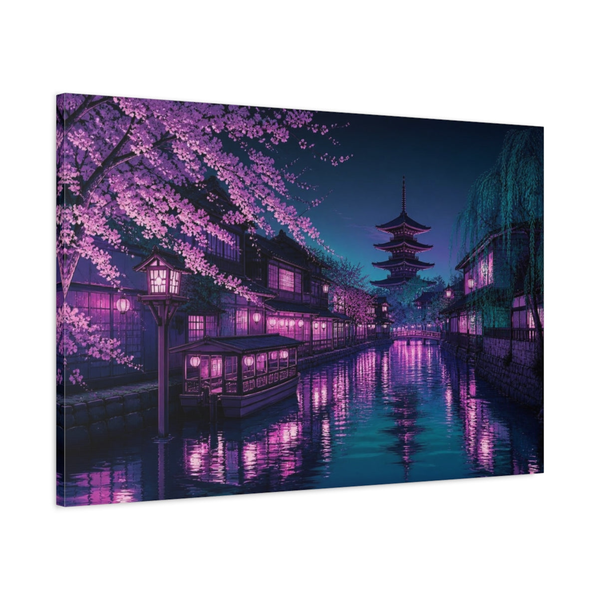 Main Mockup. Japanese Pagoda Canal shown as canvas print