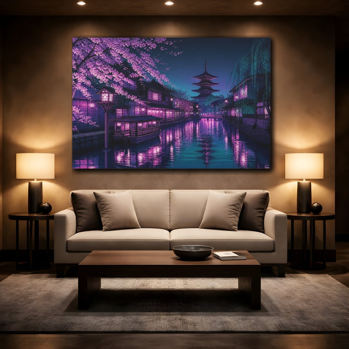 Mockup 2. Japanese Pagoda Canal shown as canvas print