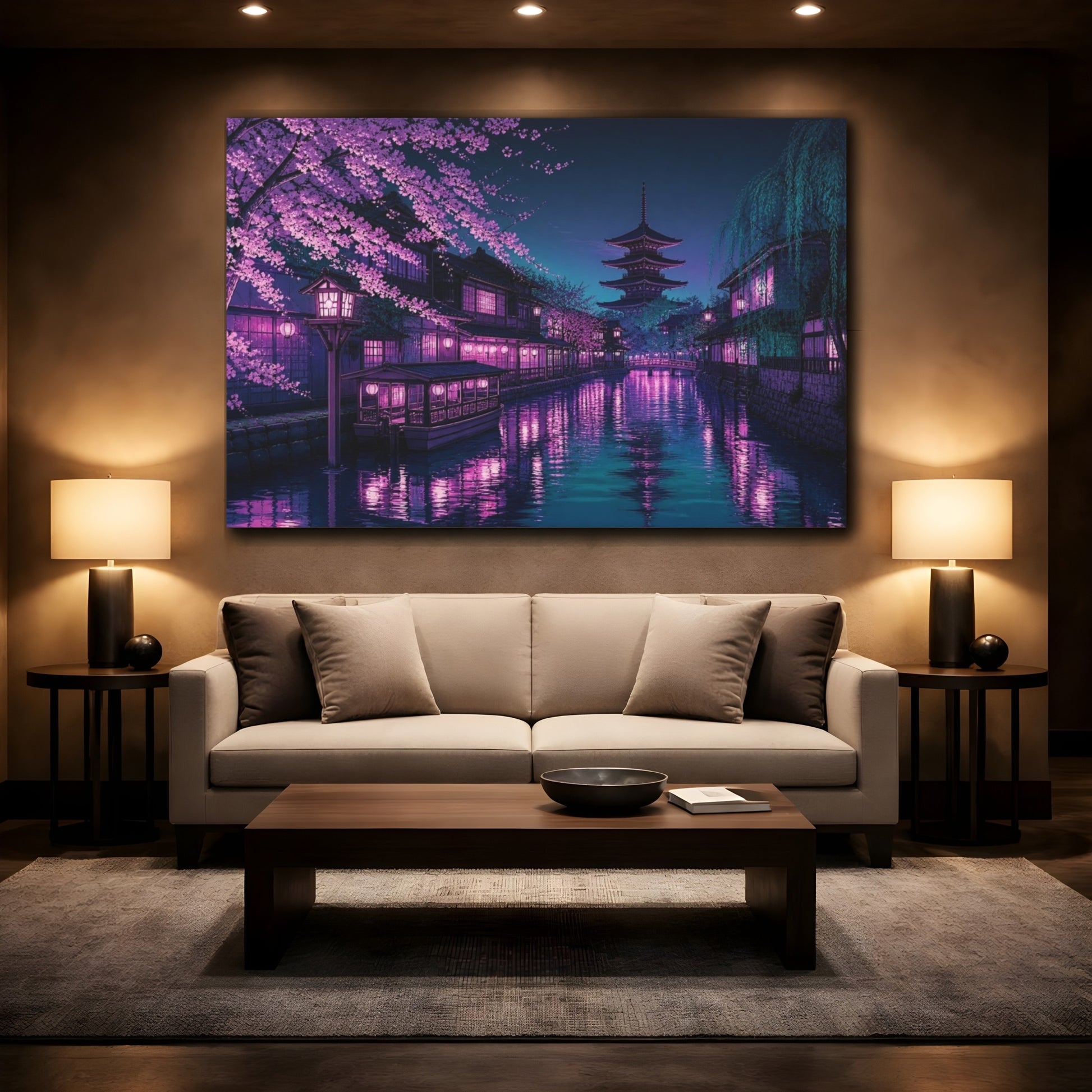 Mockup 2. Japanese Pagoda Canal shown as canvas print