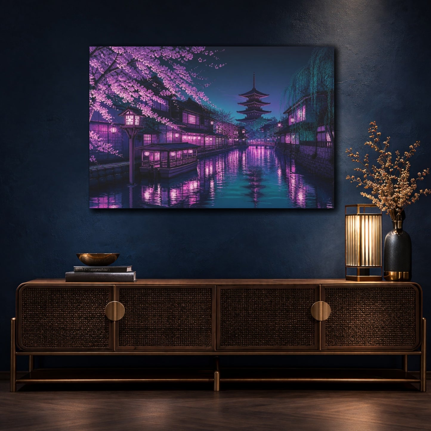 Mockup 4. Japanese Pagoda Canal shown as canvas print
