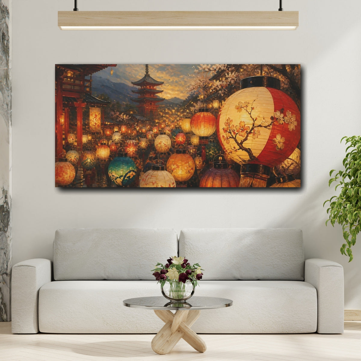 Mockup 2. Japanese Paper Lantern Festival shown as canvas print