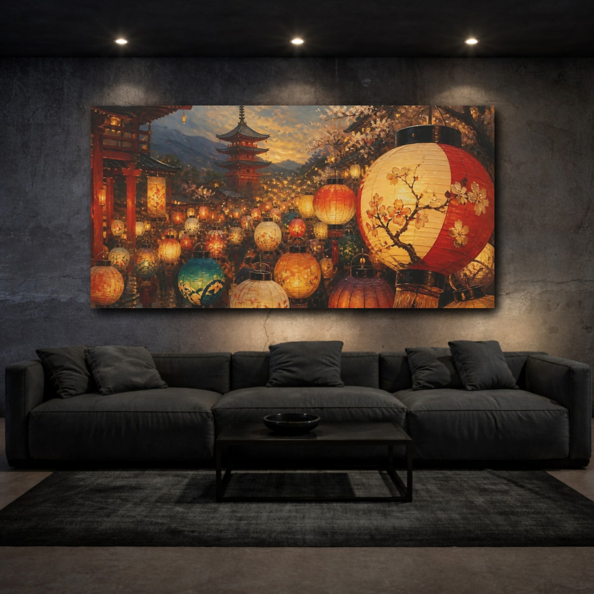 Mockup 3. Japanese Paper Lantern Festival shown as canvas print