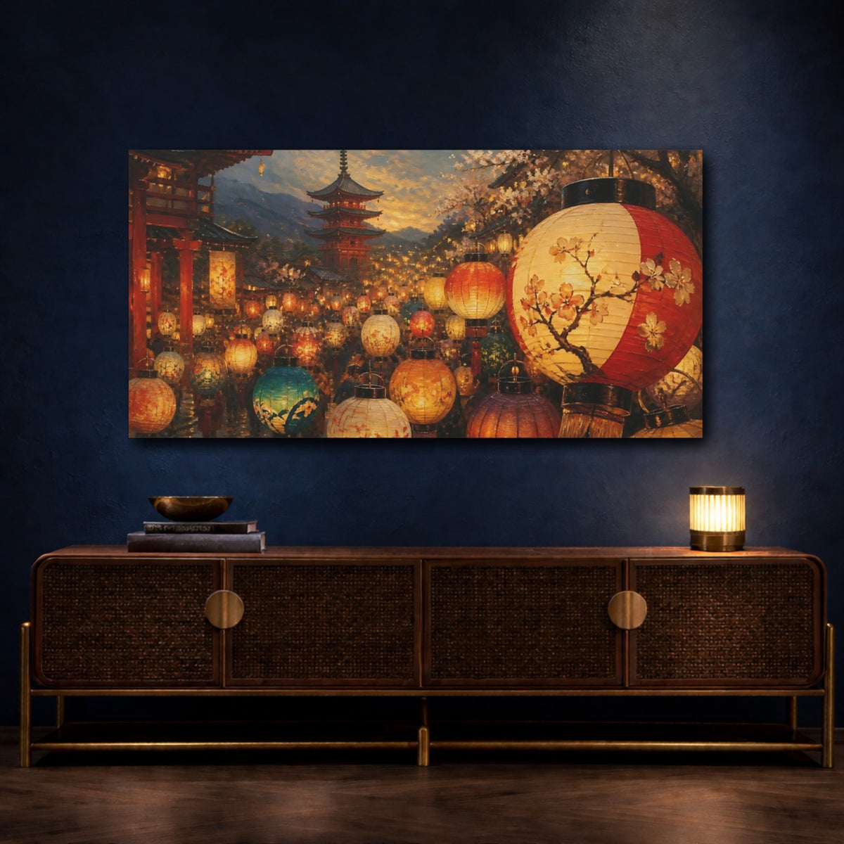 Mockup 4. Japanese Paper Lantern Festival shown as canvas print