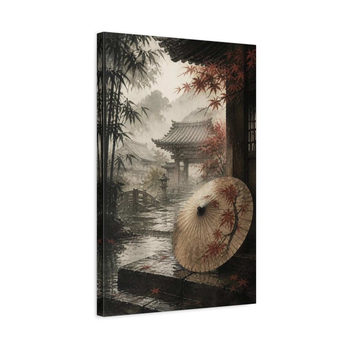 Side Mockup 3. Japanese Paper Umbrella shown as canvas print