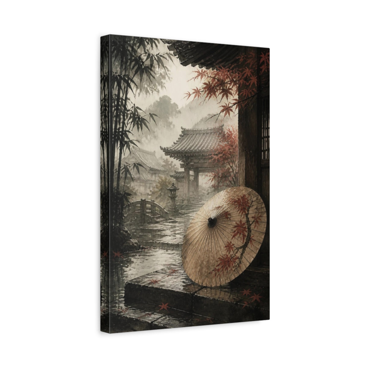 Side Mockup 4. Japanese Paper Umbrella shown as canvas print