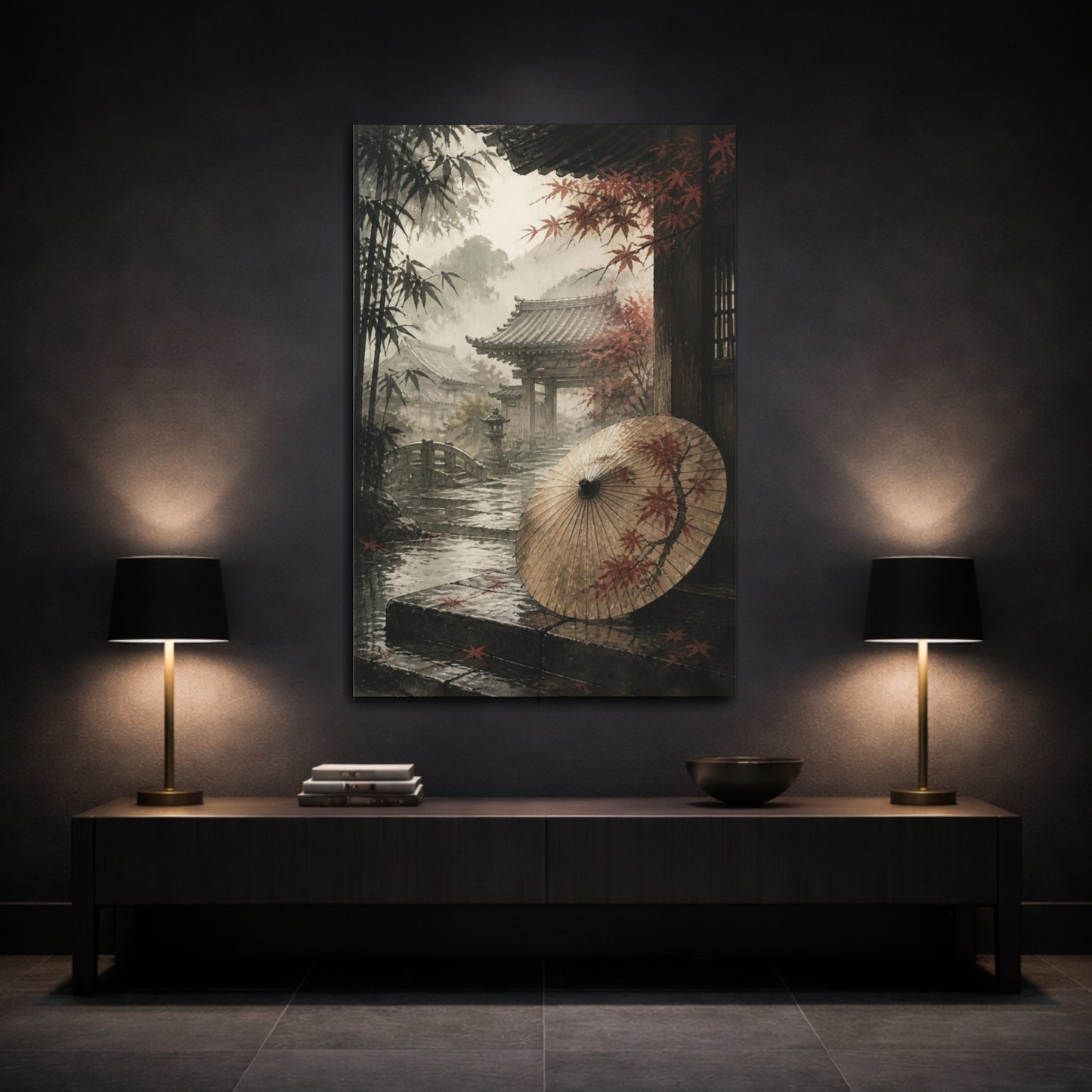Mockup 3. Japanese Paper Umbrella shown as canvas print