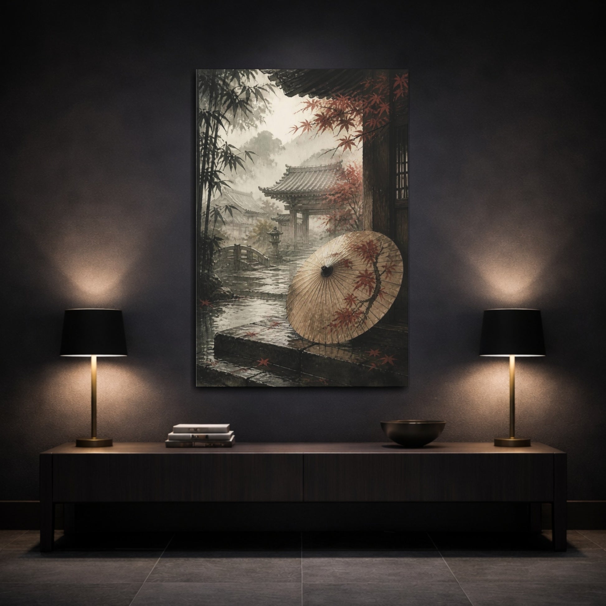 Mockup 3. Japanese Paper Umbrella shown as canvas print