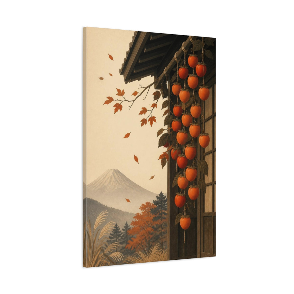 Main Mockup. Japanese Persimmon Harvest shown as canvas print