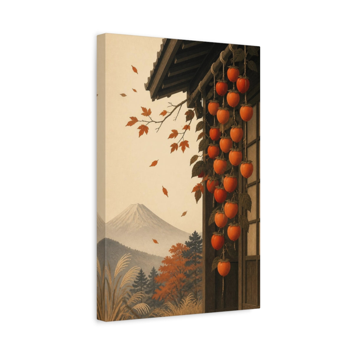 Side Mockup 4. Japanese Persimmon Harvest shown as canvas print