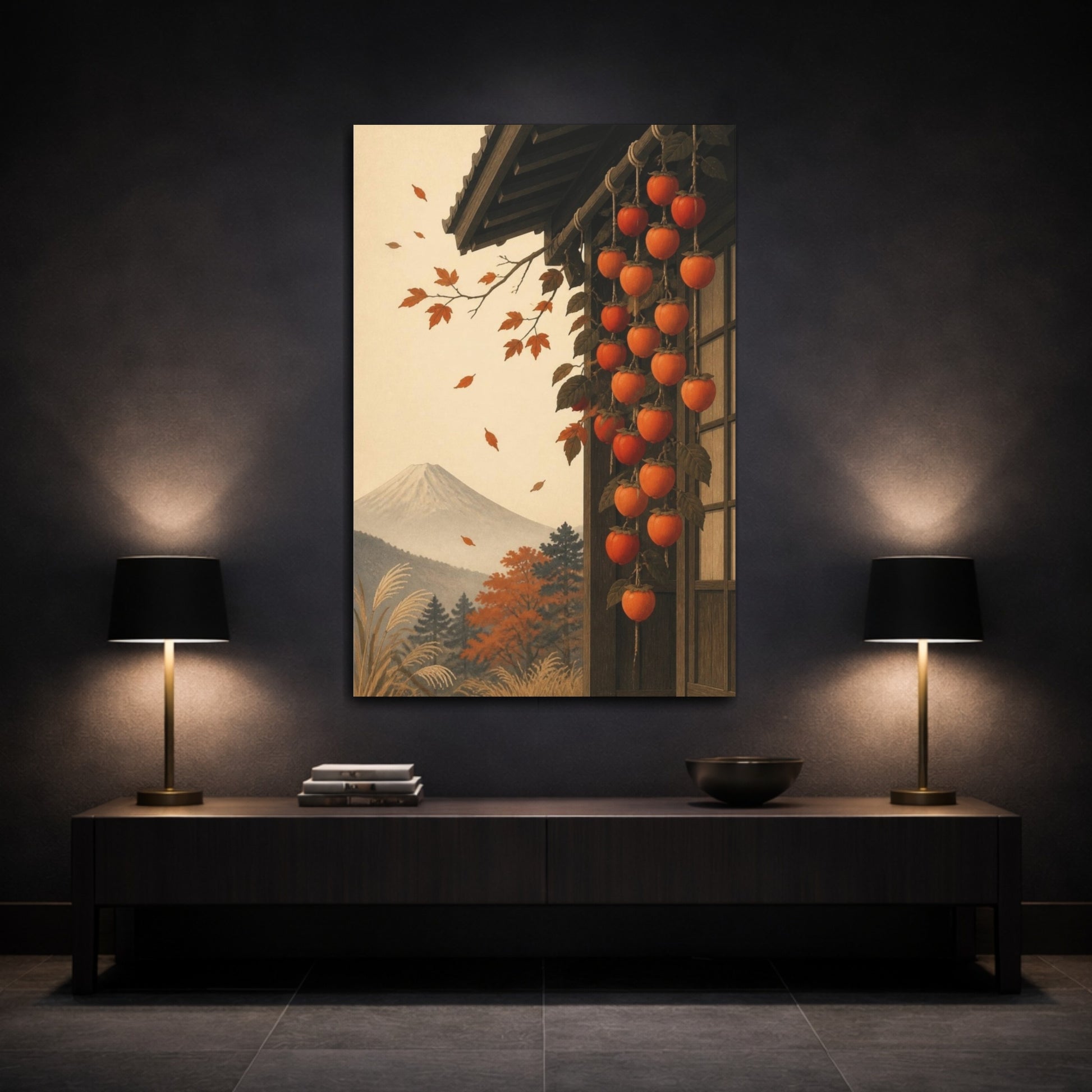 Mockup 3. Japanese Persimmon Harvest shown as canvas print