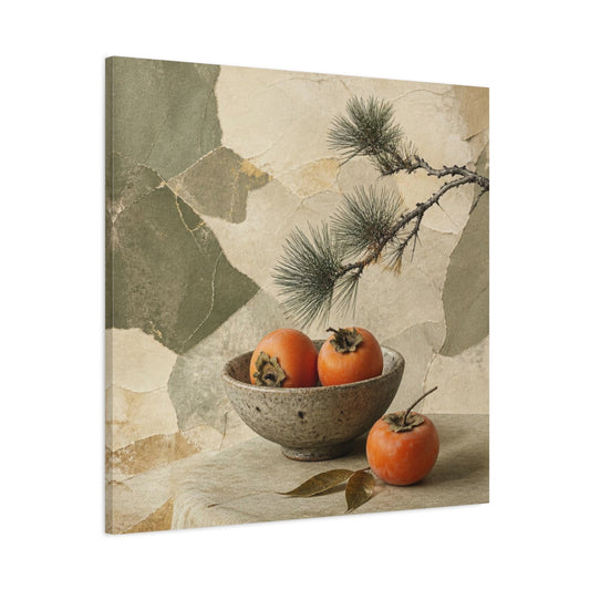 Main Mockup. Japanese Persimmon Still Life shown as canvas print