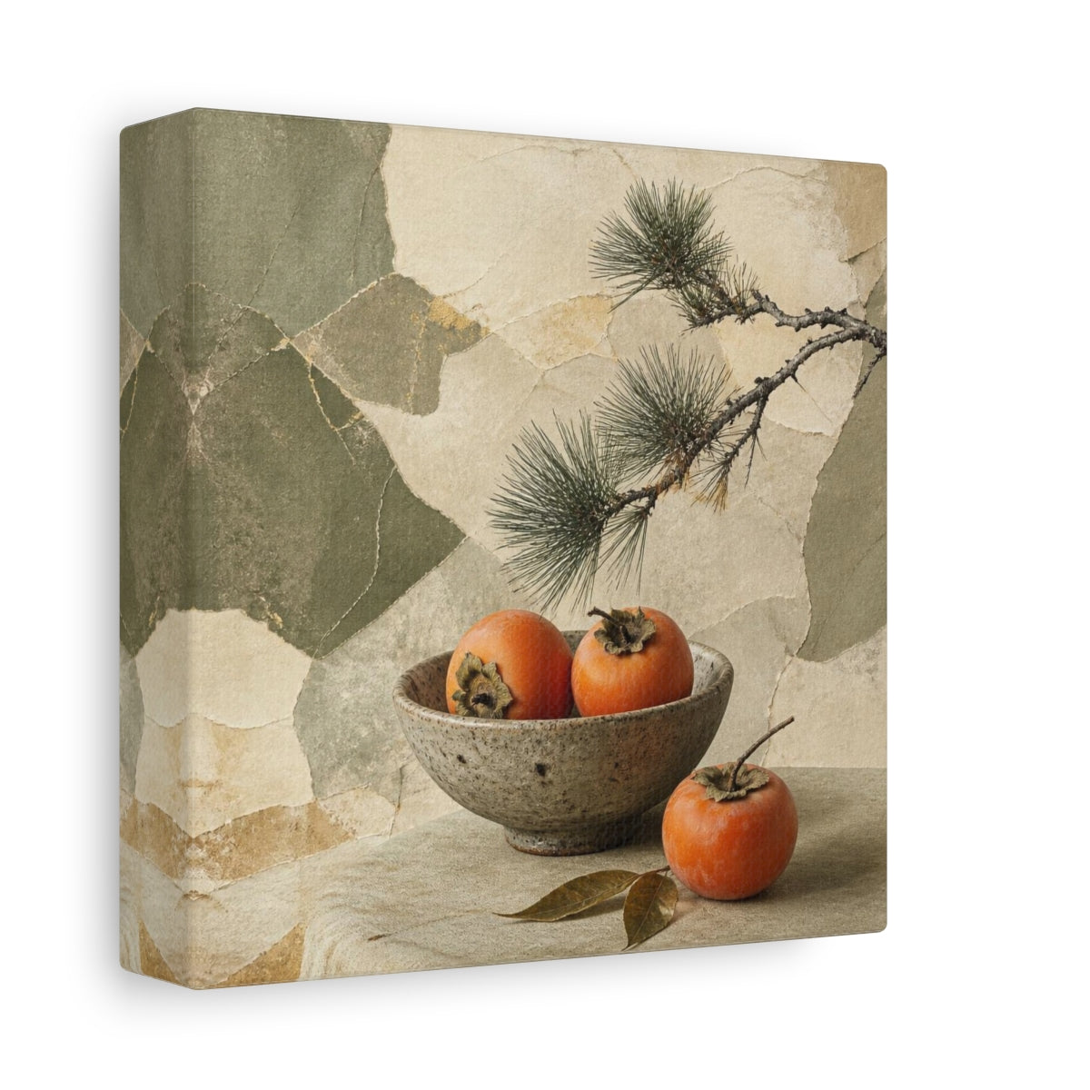 Side Mockup 2. Japanese Persimmon Still Life shown as canvas print