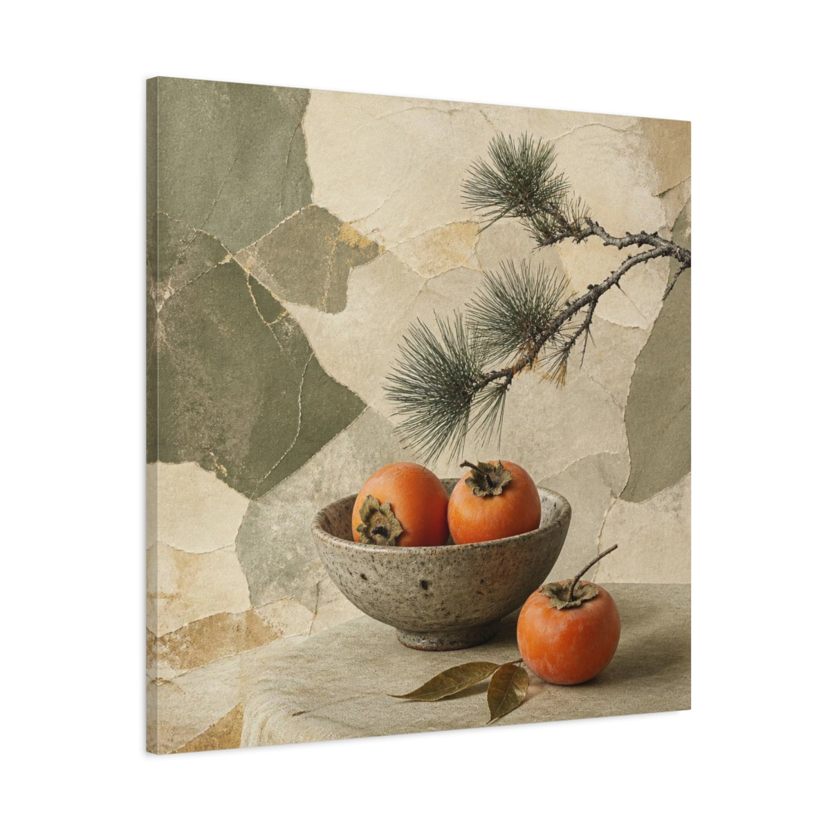 Side Mockup 3. Japanese Persimmon Still Life shown as canvas print