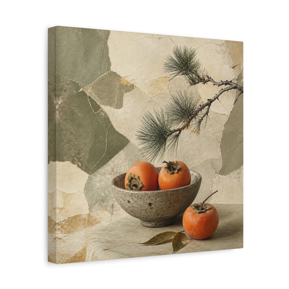 Side Mockup 7. Japanese Persimmon Still Life shown as canvas print