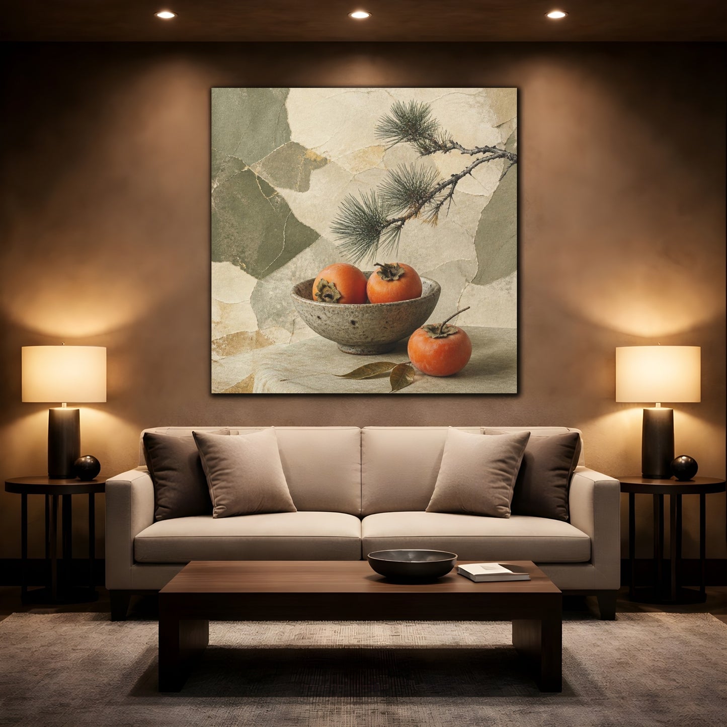 Mockup 2. Japanese Persimmon Still Life shown as canvas print