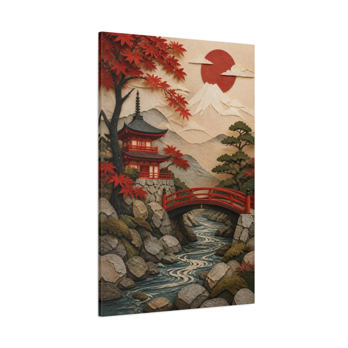 Side Mockup 1. Japanese Red Bridge shown as canvas print
