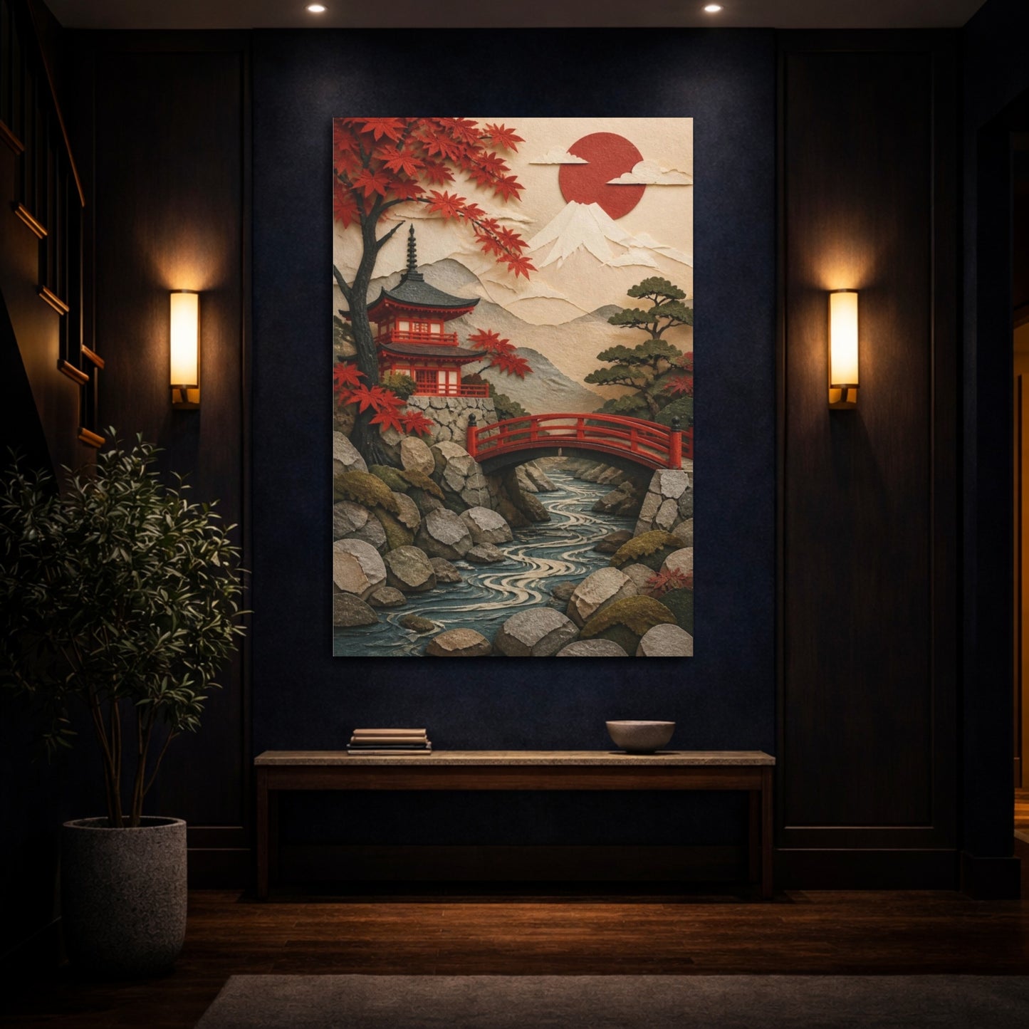 Mockup 4. Japanese Red Bridge shown as canvas print