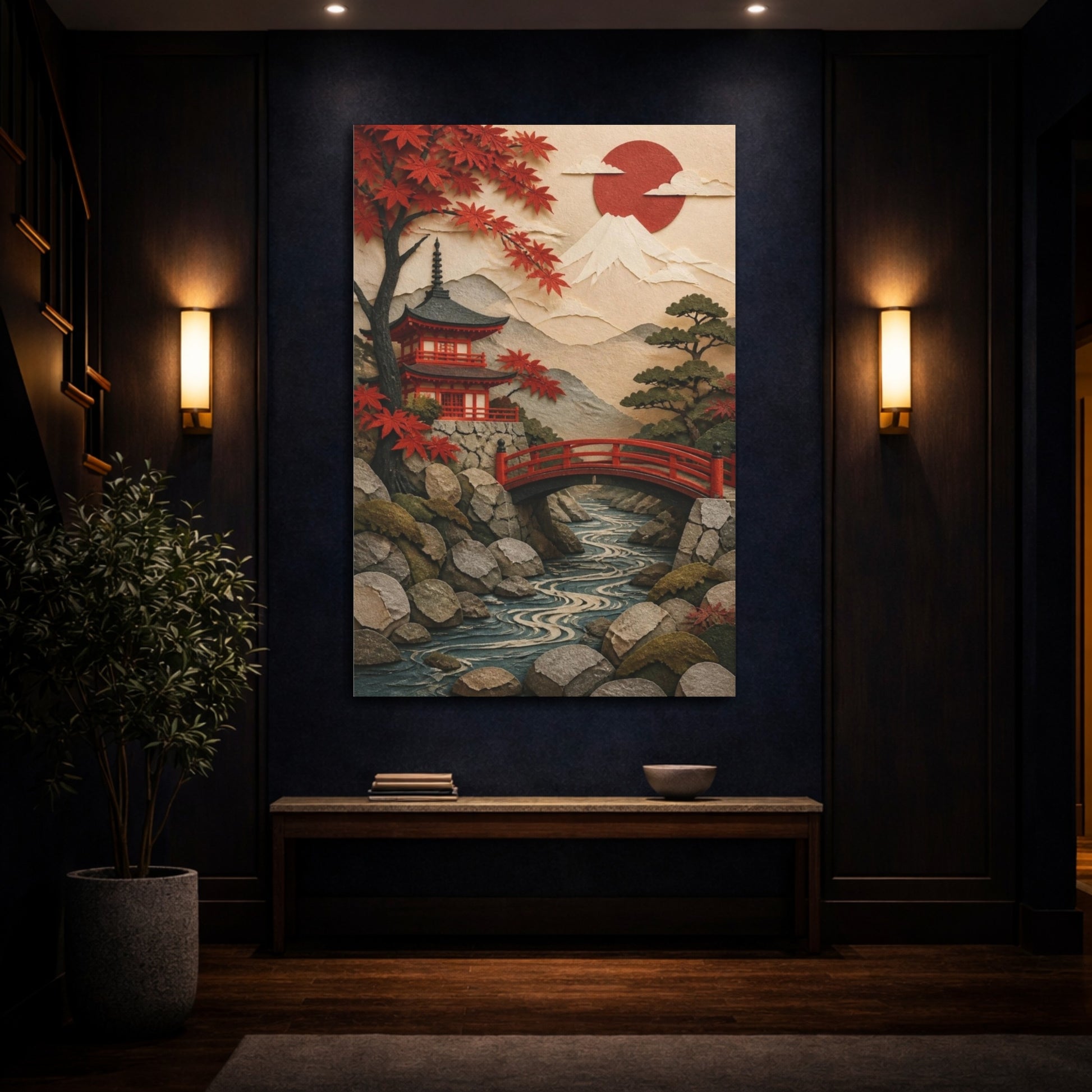 Mockup 4. Japanese Red Bridge shown as canvas print