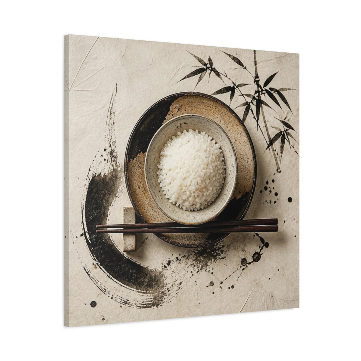 Main Mockup. Japanese Rice Bowl With Chopsticks shown as canvas print