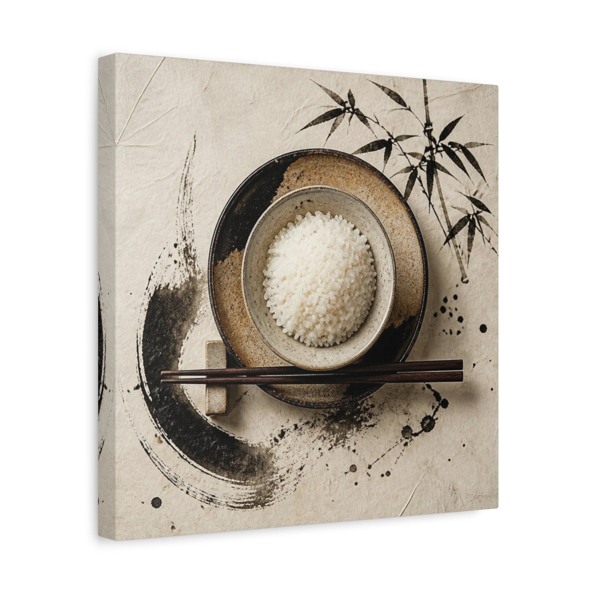 Side Mockup 7. Japanese Rice Bowl With Chopsticks shown as canvas print