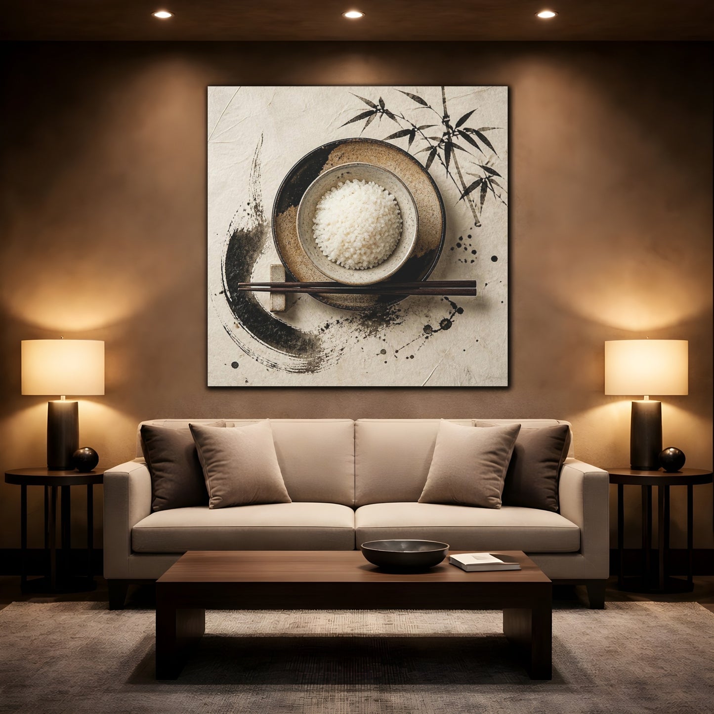 Mockup 2. Japanese Rice Bowl With Chopsticks shown as canvas print