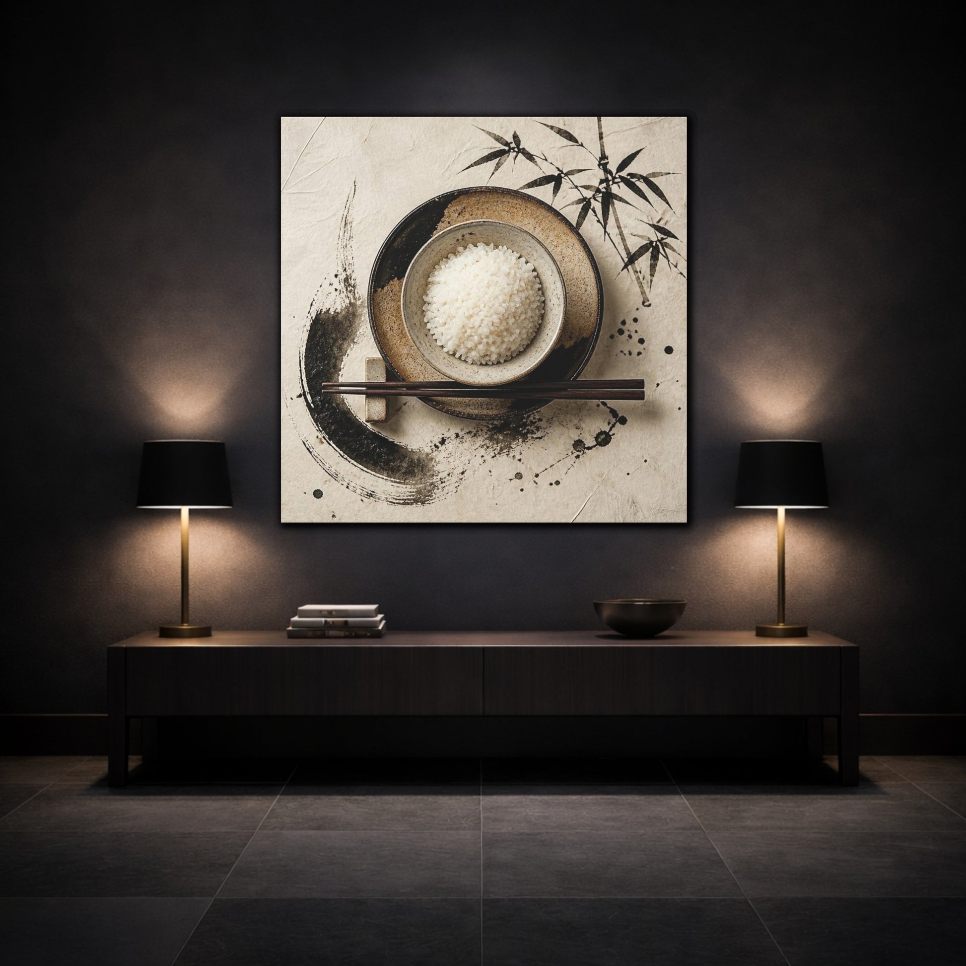 Mockup 3. Japanese Rice Bowl With Chopsticks shown as canvas print