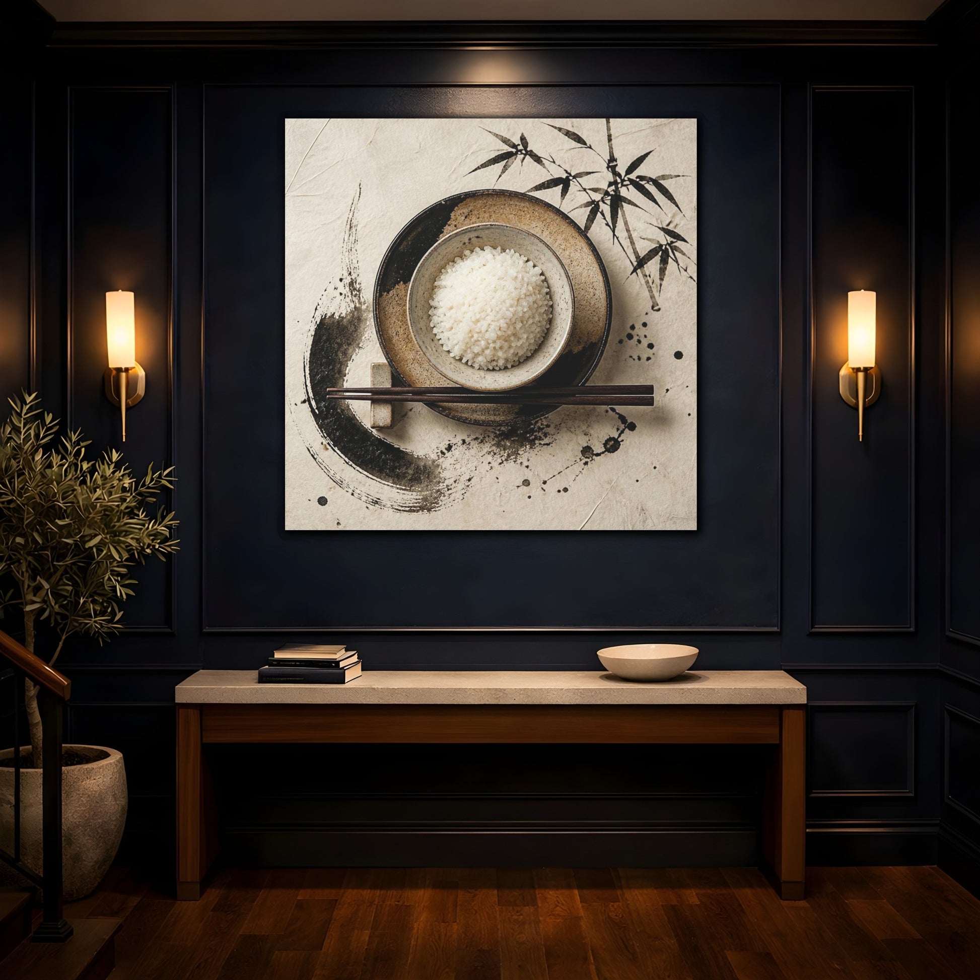 Mockup 4. Japanese Rice Bowl With Chopsticks shown as canvas print